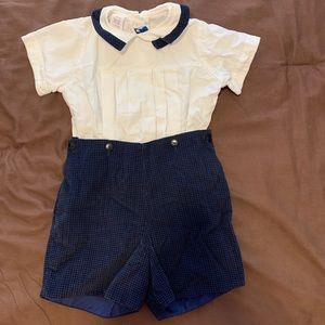 Boys Corduroy Blue and Black Checked Short…